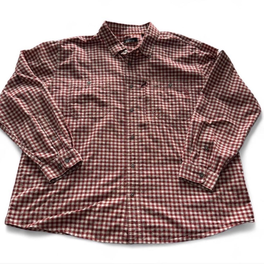 Orvis River Guide Long-Sleeved Shirt in Red and White Gingham (XXL)